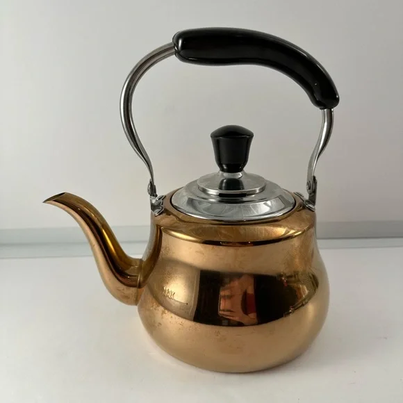 Potobelo Stainless Steel Kettle in Copper Tone Leakproof With Lid Swing Handle